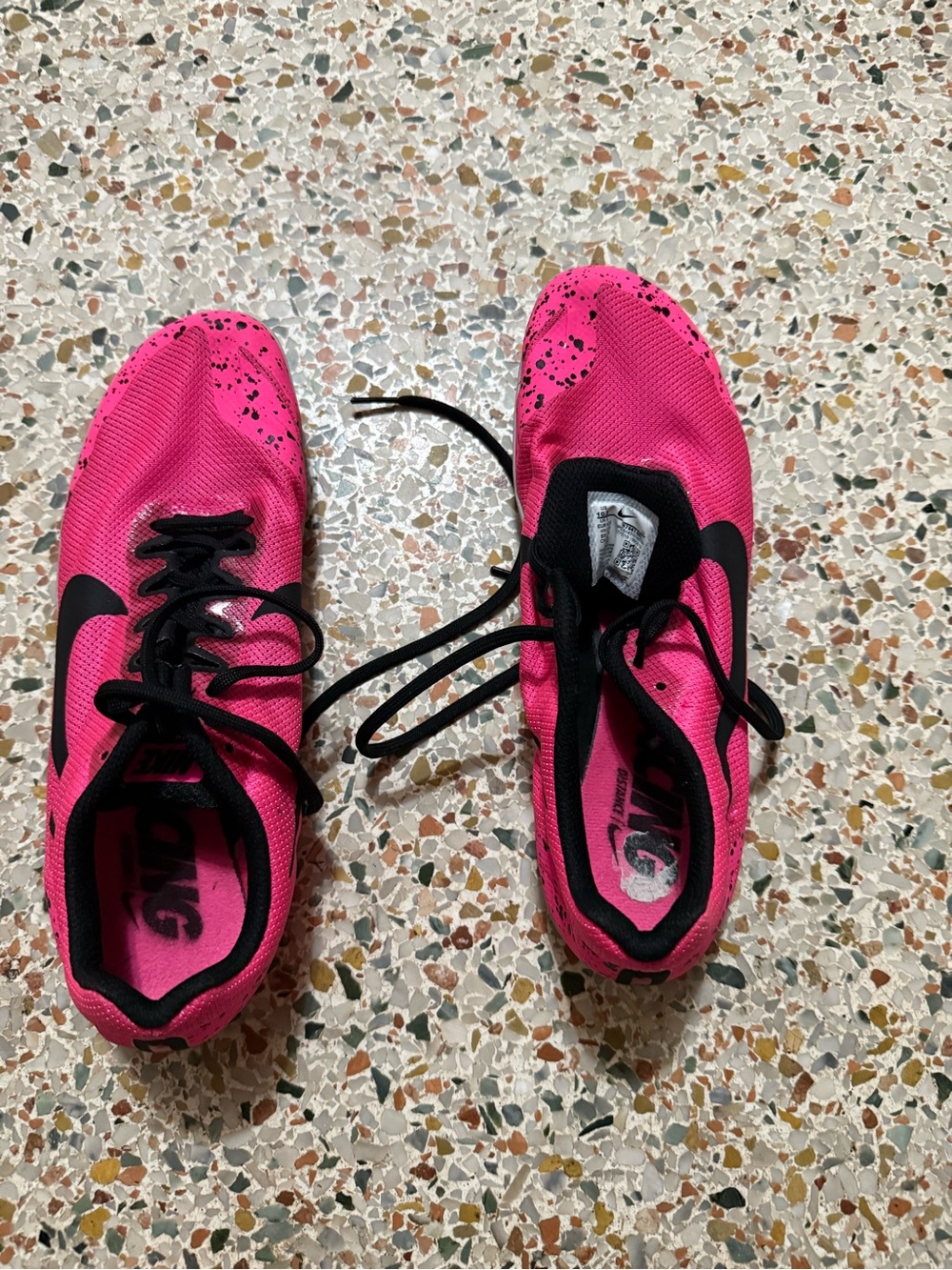 Nike Women’s Pink Athletic Sneakers with Black Details; track & field shoes